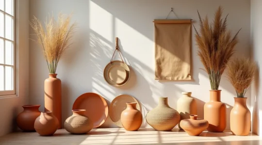 Concept stores marseillais exposant objets artisanaux, textiles naturels et céramiques dans une ambiance méditerranéenne lumineuse